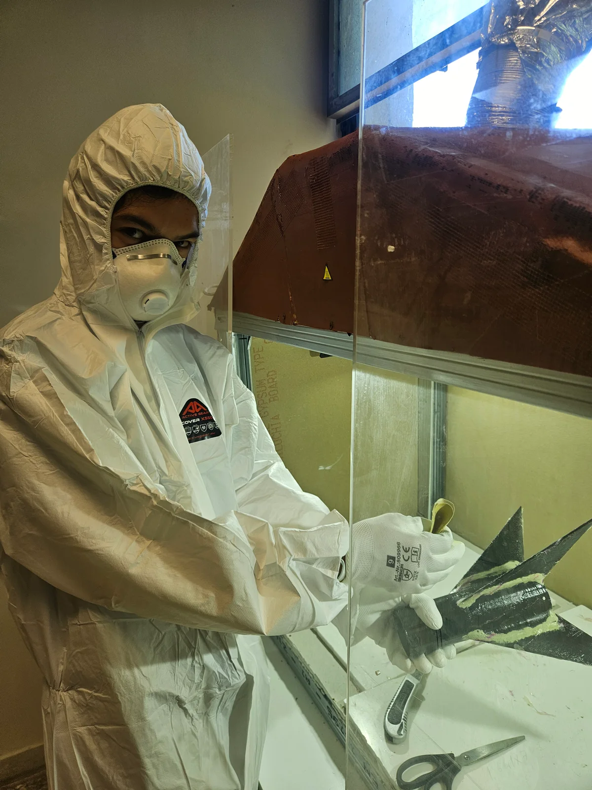 Fin fabrication using protective equipment