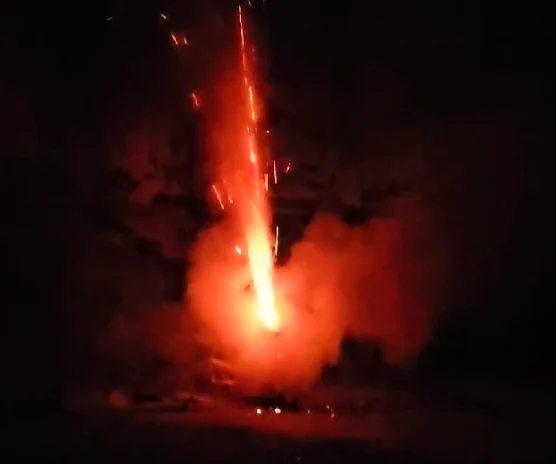 Flame and exhaust during the team’s propulsion test